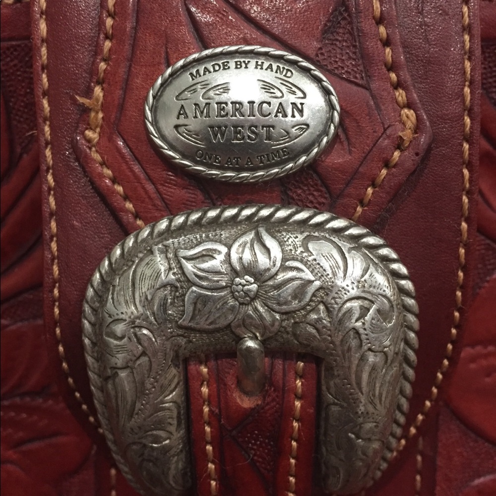 American West Handmade rich red Leather Purse - Picture 2 of 8